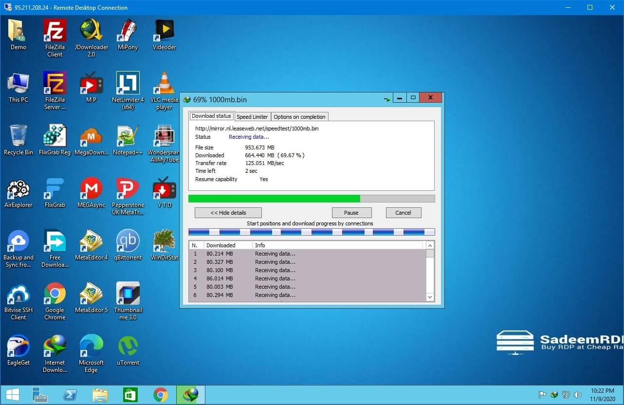 Screenshot of BuyRDPLive shared RDP desktop environment